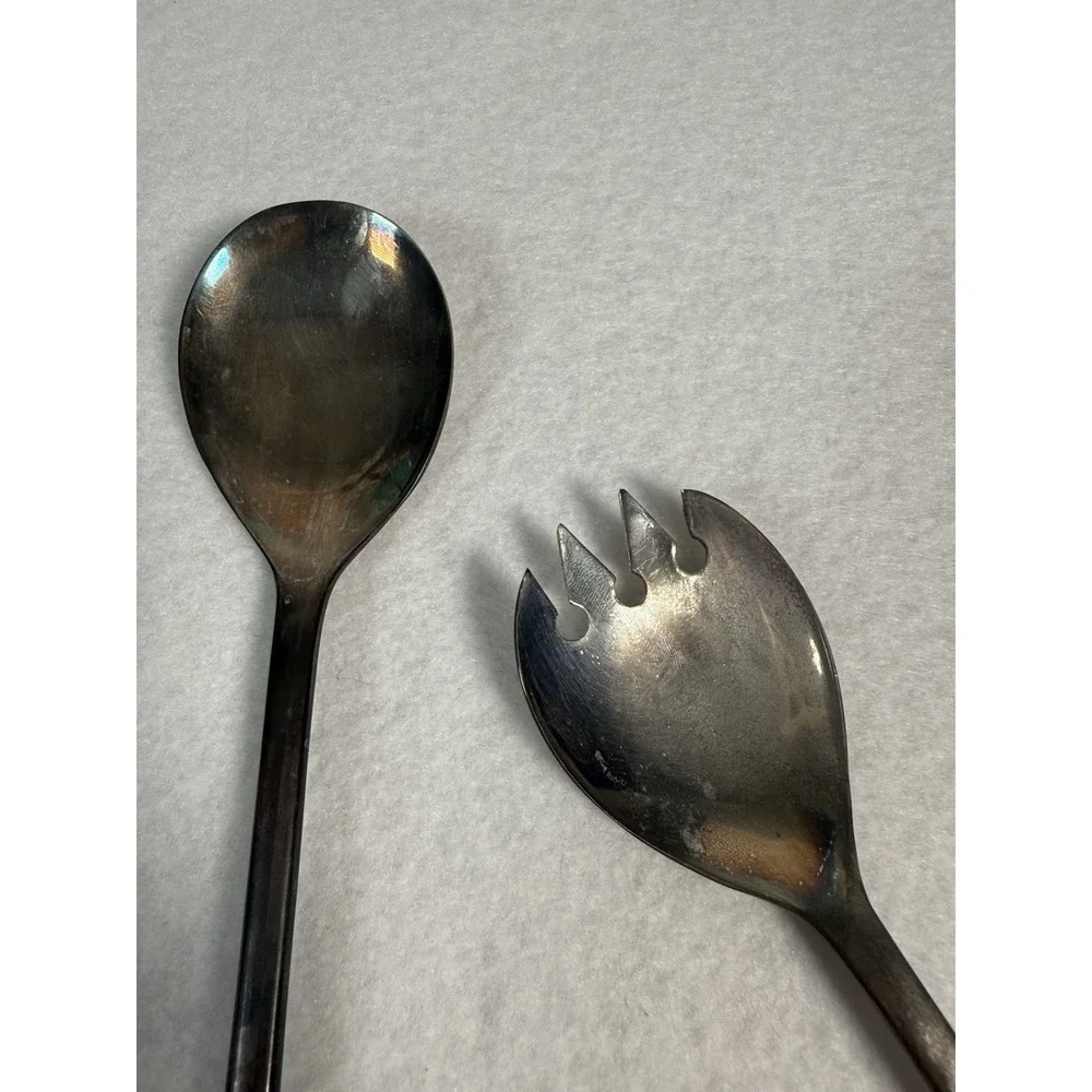 Vintage FB Rogers Italy Silver Plated Salad Serving‎ Spoon and Fork 9 1/4